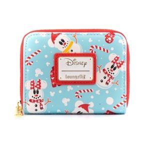 Disney Seasonal Mickey & Minnie Snowman Allover Print Zip-Around Wallet